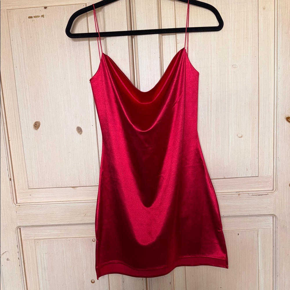 Chic Red Satin Mini Dress